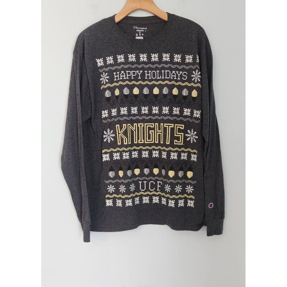 UFC Knights Happy Holidays Long Sleeve T-Shirt Christmas Unisex Medium Champion - Picture 3 of 10
